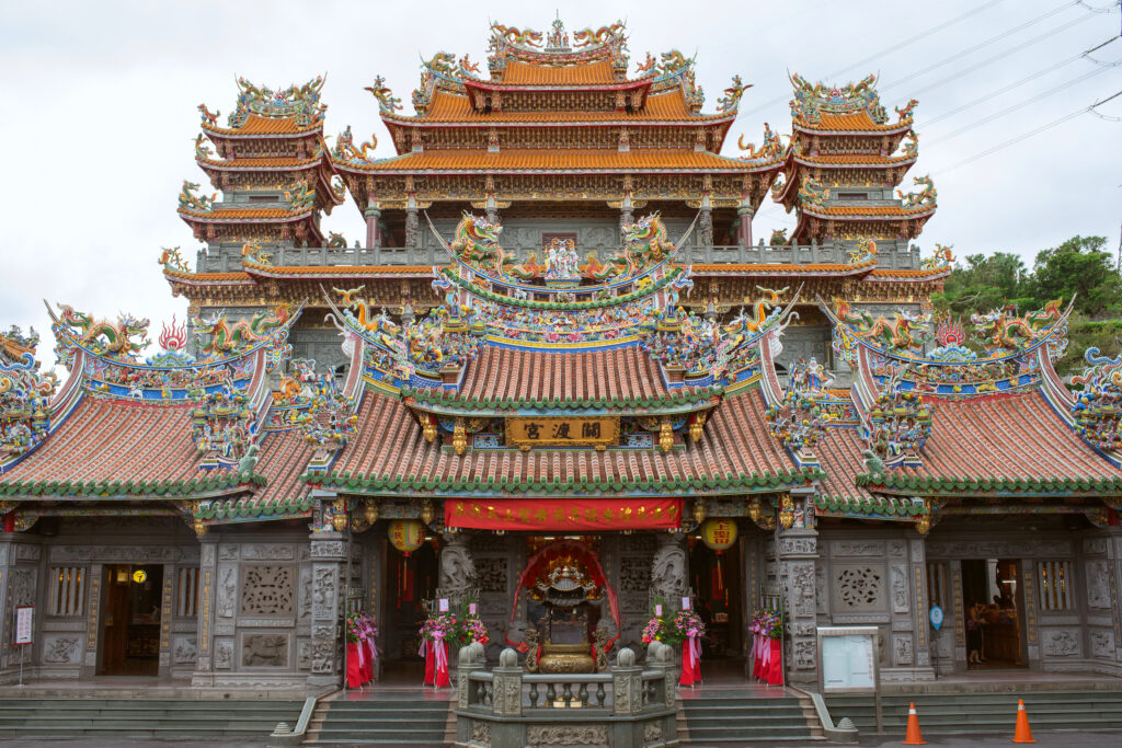 Exterior of Guandu Temple in Taipei, Taiwan