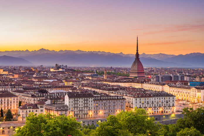 Turin Skyline with Alpes