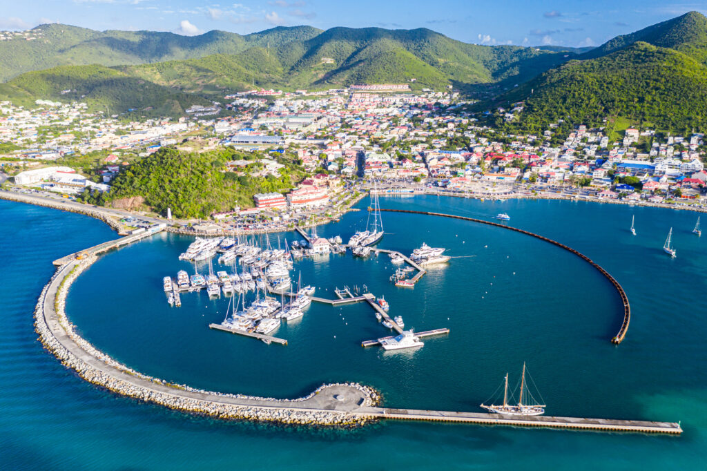 Arial view of Marigot, the capital of the French Saint Martin