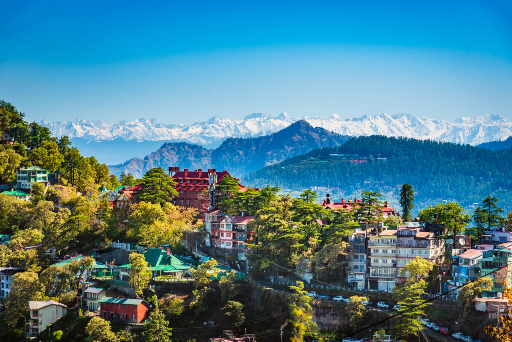 Cityscape of Shimla, the state capital of Himachal Pradesh under Himalaya