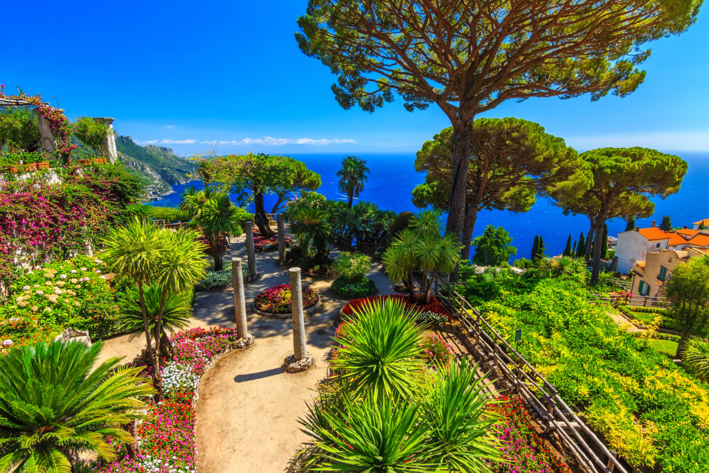 Ornamental suspended garden, Rufolo garden, Ravello, Amalfi coast, Italy, Europe