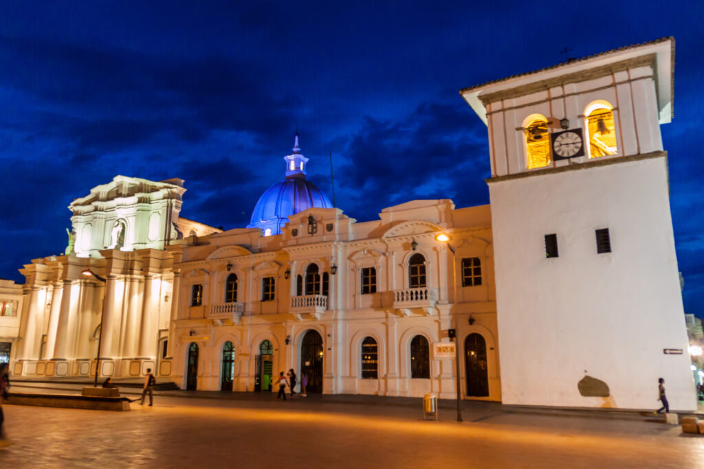 Cathedral on Parque Caldas in the colonial city of Popayan