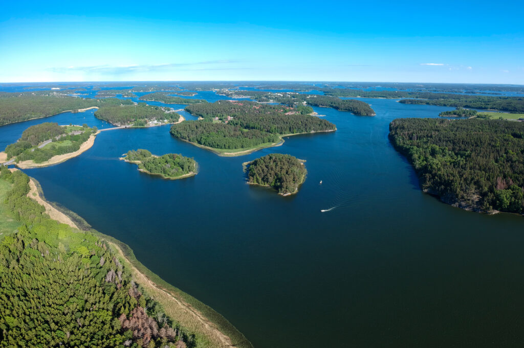 Aerial view of Stockholm archipelago in Sweden