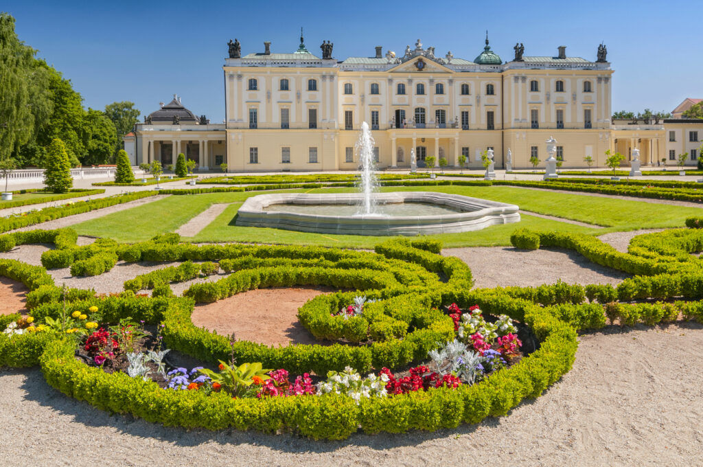 Gardens of Branicki Palace, the historical complex is a popular place for locals, Bialystok, Poland