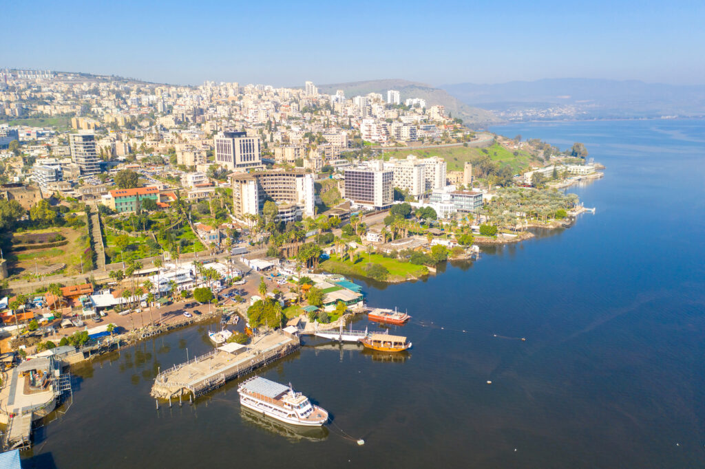 Tiberias, Israel. with the sea of Galilee on a clear day