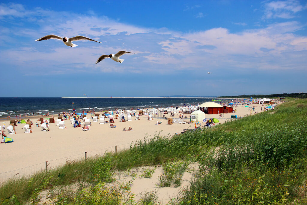 Popular Baltic Sea beach on Usedom island in Swinoujscie, Poland