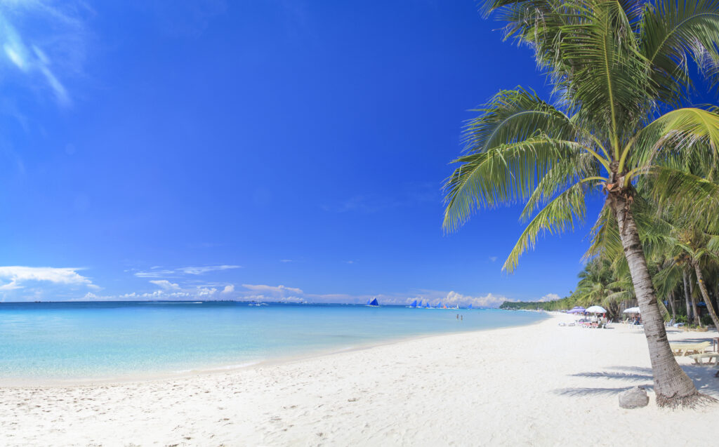 White sandy beach of Boracay island in Philippines