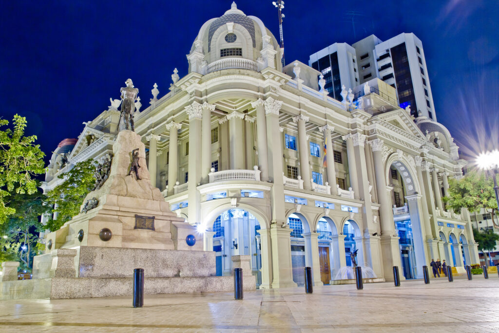 Government palace office Guayaquil at night