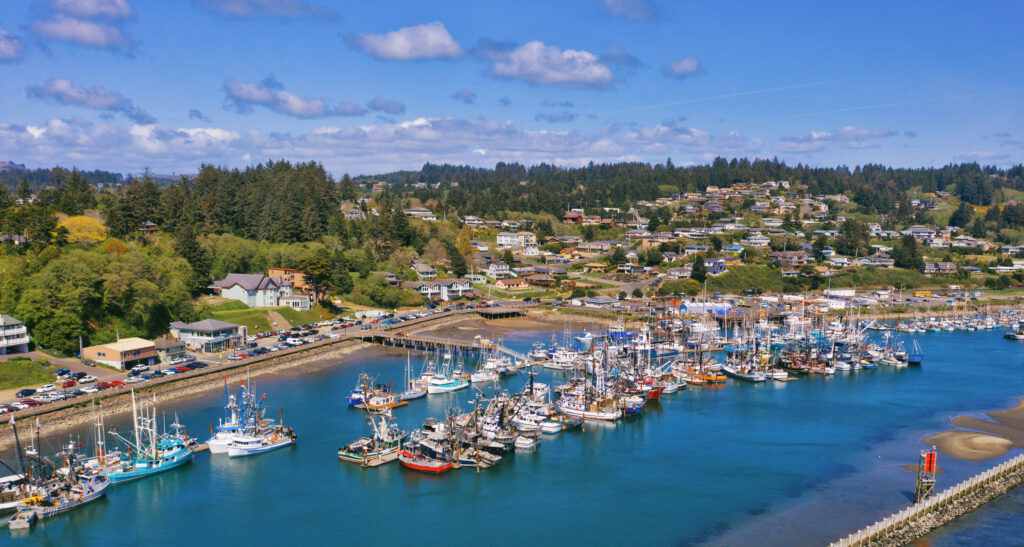 Beautiful blue water and sky in Newport, Oregon