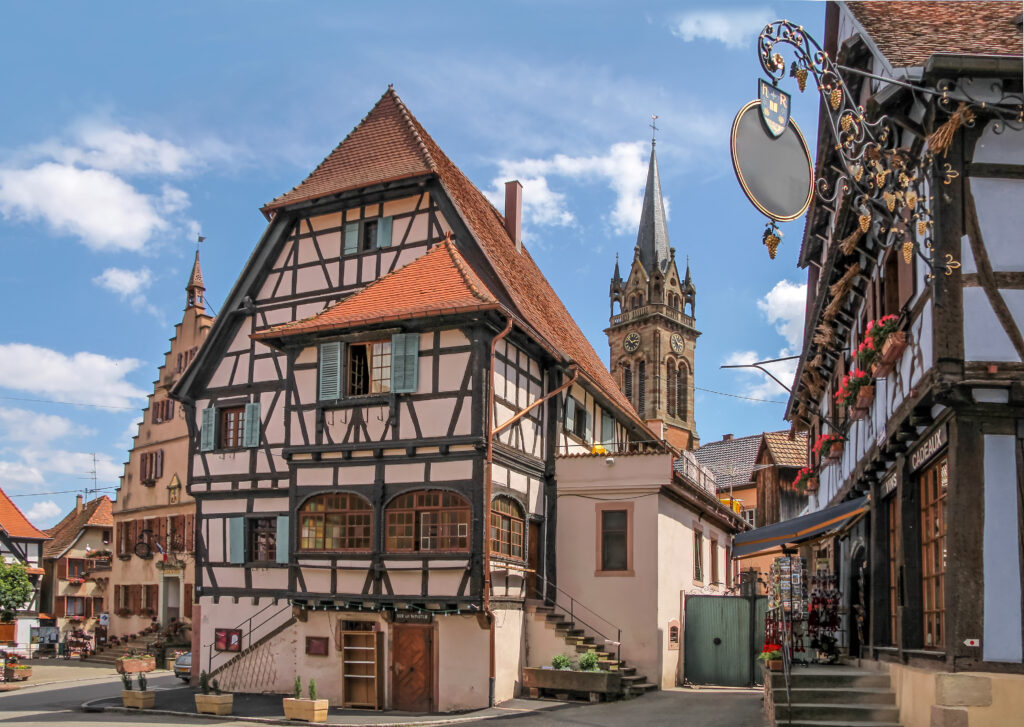 Half-timbered houses in the village center of Dambach-la-Ville, Alsace