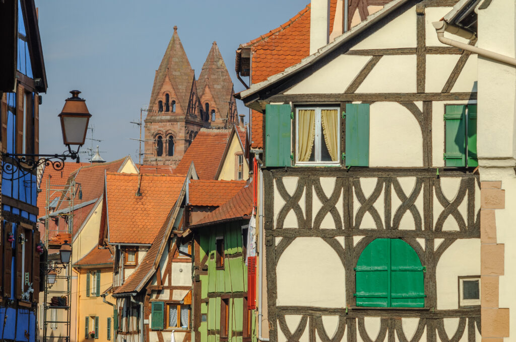 Old town of Selestat with half-timbered houses